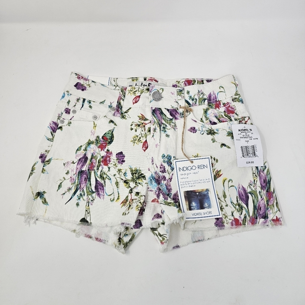 Indigo Rein Women's Floral Print Jean Shorts